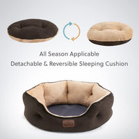 Bedsure Small Dog Bed Washable, Round Cat Beds for Indoor Cats - 25"L x 21"W x 8"Th / Brown - image 3