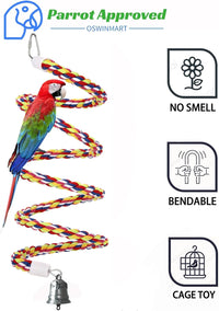 94.4inch Length Colorful Cotton Bendable Rope Perch Swing Bird Chew - 43'x2pcs - image 2