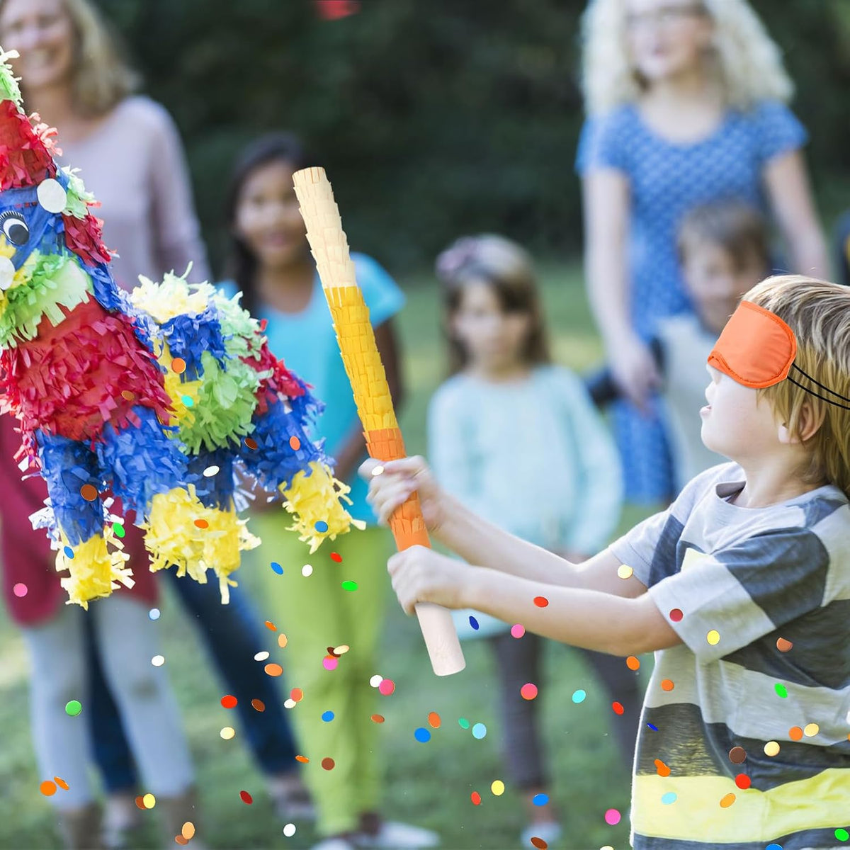 Lemicin 15.75 inch blue pinata stick kit with blindfold, rope and confetti - view 17