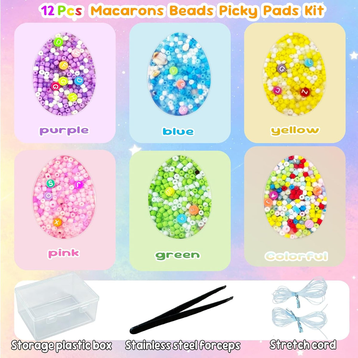 Pixnest 5 pack picky pads, rainbow fidget picking pads 3.34 inch with tweezer - view 12