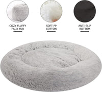 Calming Fluffy Donut Dog Bed for Large Dogs, 36" Round - 45.0"L x 45.0"W x 10.0"Th / Light Grey - image 3