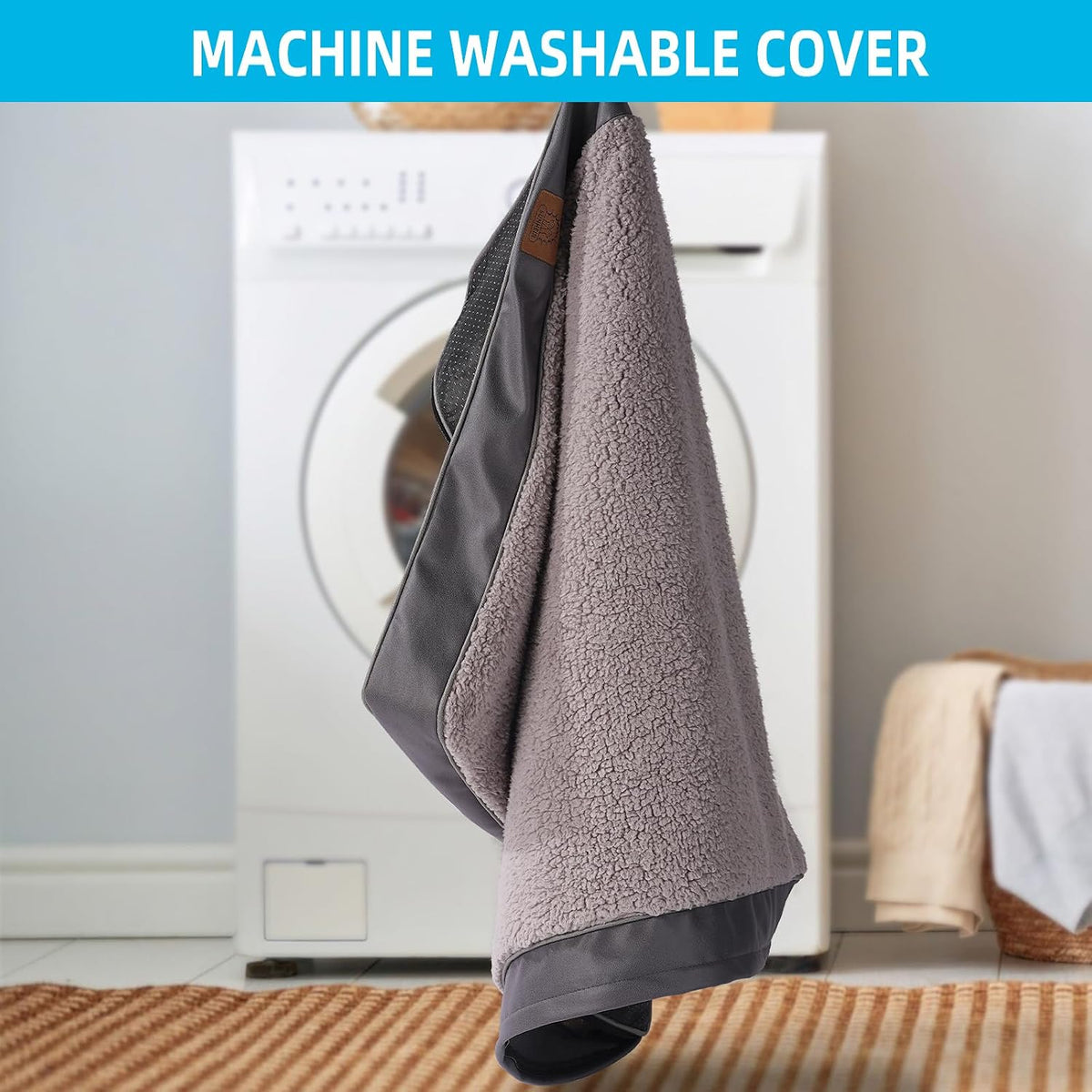 Washable Orthopedic Large Dog Bed with Removable Cover - Grey / 47.5"L x 29.0"W x 4.0"Th - image 3