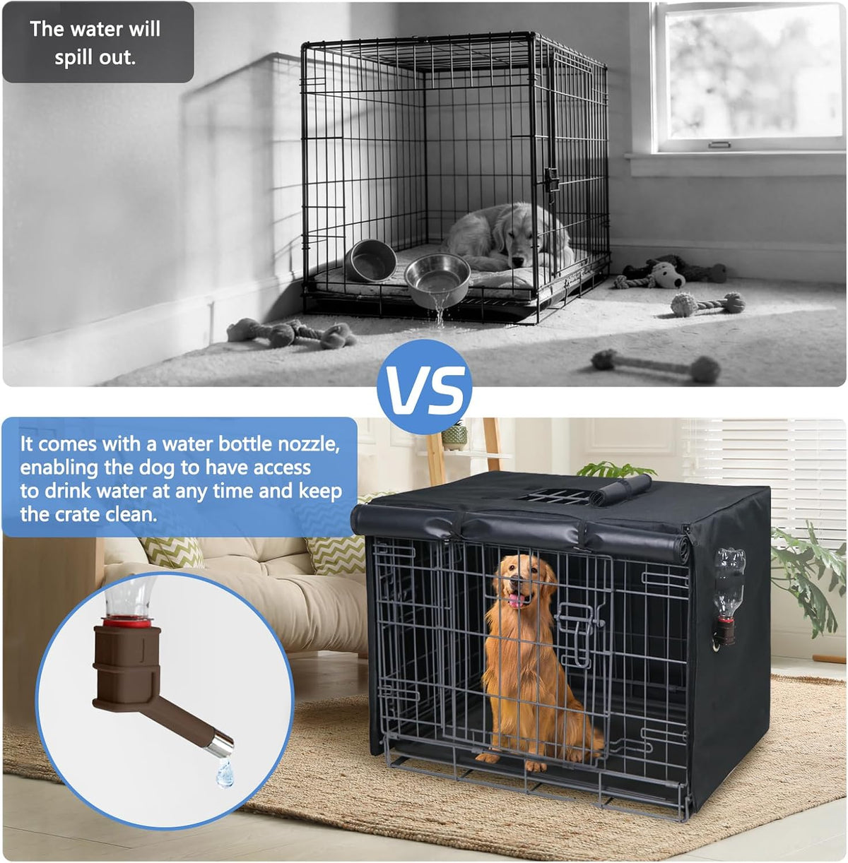 Dog Crate Cover Heavy Duty Oxford Fabric for 36-Inch Wire Crates – Essentials for Dogs - Black / 30"(L)x 19" (W)x 21"(H) - image 4