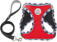 Hipubby Dog Harness Small Sized and Leash Set - Black Red / M (Chest: 16.8"-18.5")
