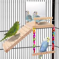 KyoukiBird Perch Platform Bird Toys with Bird Mirror Climbing Ladder