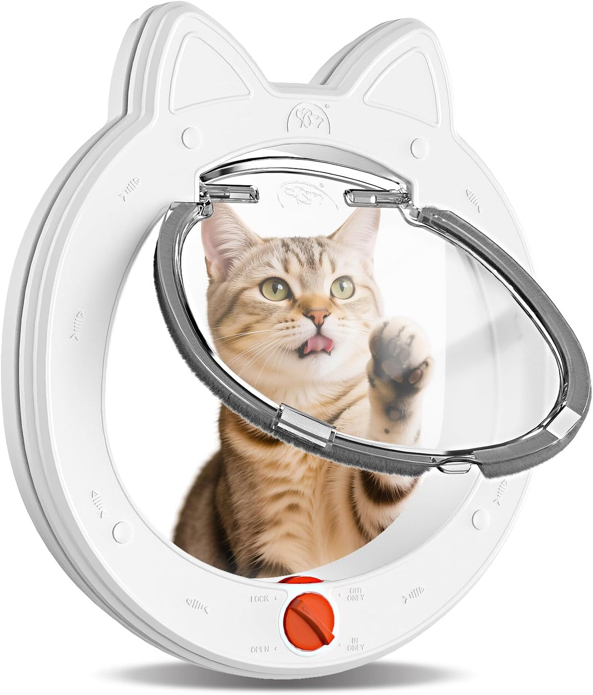 Cat Door with 4-Way Lock, Cat Door for Exterior Door with Magnetic Flap, Weatherproof Pet Door