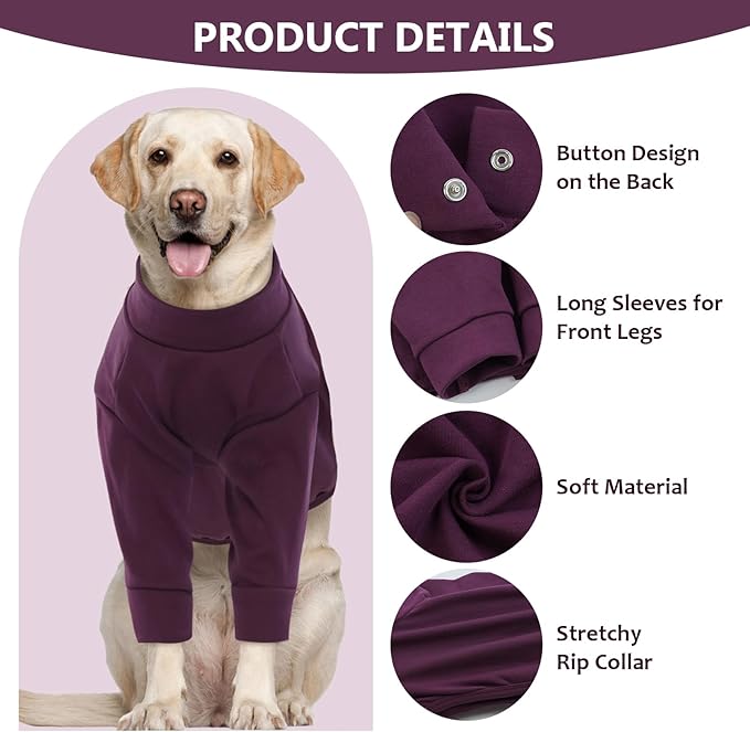 IDOMIK Dog Recovery Suit, Dog Surgery Recovery Suit Front Legs, Comfy Joint Leg Sleeves After Surgery, Elbow Braces Protector for Leg Injuries & Joint Pain, Cone Collar Alternatives,Purple,S