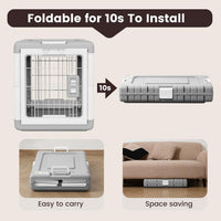 Collapsible Dog Crate for Small/Medium Dogs - Grey / 36.4"L x 22.8"W x 25.8"H - image 2