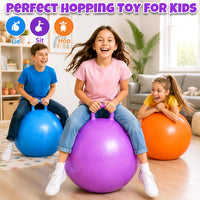 Bouncy Ball with Handle for Kids - 3P 22inch (Orange+Purple+Blue) - image 3