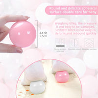 Ball Pit Balls for Toddlers, Crush Proof - Pink+White+Transparent / 200 balls - image 3