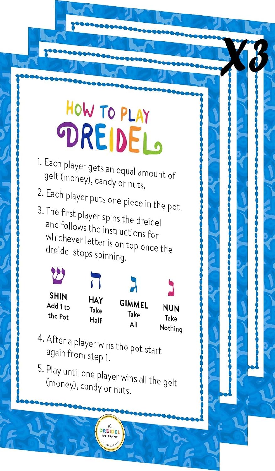 The Dreidel Company multicolored metallic plastic Hanukkah dreidels with English transliteration - view 12