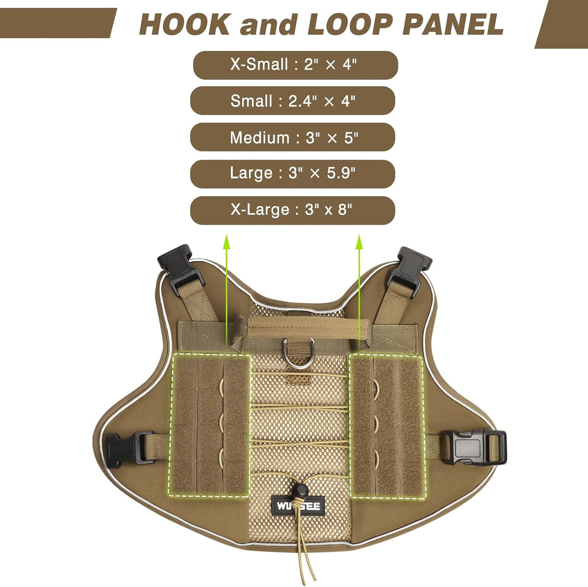 WINSEE Service Dog in Training Mesh Harness with 10 Removale Pet - X-Large / Brown - image 2
