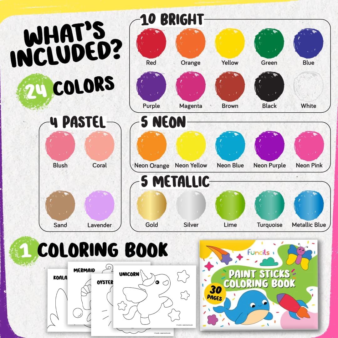 24 Thin Washable Paint Sticks for Kids - 24 Thick - image 2