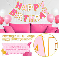 Pre-Strung Happy Birthday Banner - Roseo Pink - image 3