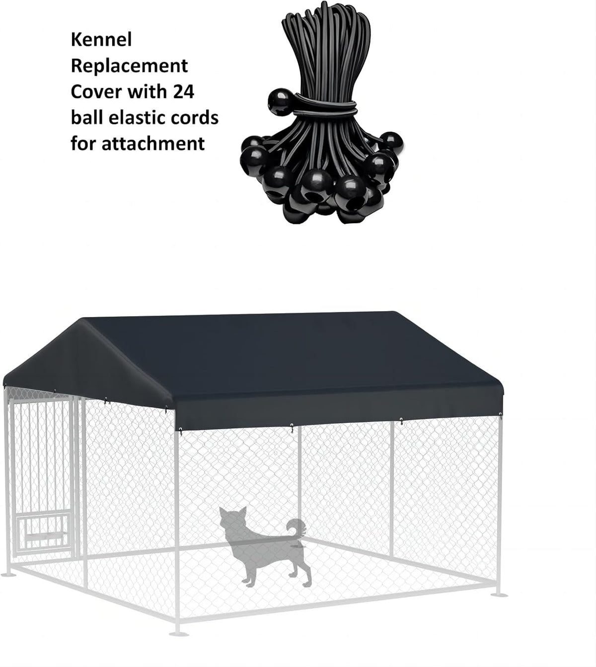 Outdoor Dog Kennel Cover 10' x 10' Replaceable Top Cover - Black / 10' x 10' - image 3