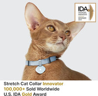 Safety Cat Collar and ID Tag Set - Elastic Quick Release, Non Breakaway Cat Collar Personalized Anodized Aluminum Engraved Pet Name Tag, Lightweight for Kitten Small Large Cats
