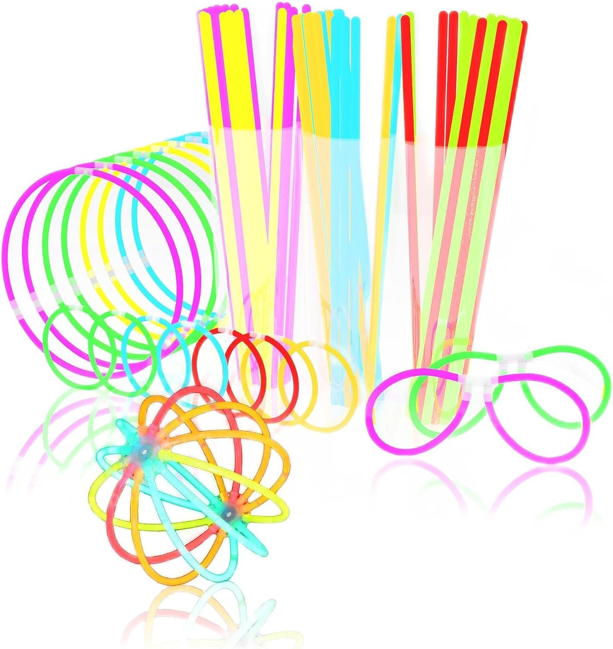 Glow Fever 209-piece glow sticks bulk party pack with connectors and glasses