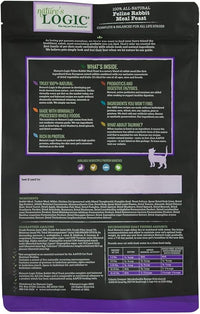 Nature's Logic Feline Chicken Meal Feast Cat Food - High-Protein Dry Food for Cats, 100% Natural Nutrition with Probiotics & Prebiotics - All Life Stages - Rabbit, 3.3lbs