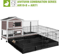 GUTINNEEN Rabbit Hutch with Chew-Resistant Ramp Indoor Bunny Cage Outdoor Guinea Pig Cage with Wheels and Leakproof Tray