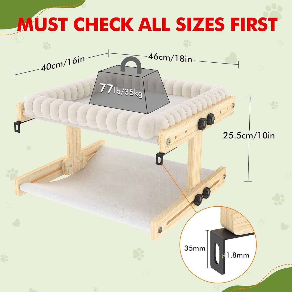 XiaZ Cat Perch for Window Cats Hammock Indoor Bed for Window - White / Large 18 * 16 * 10in - image 3
