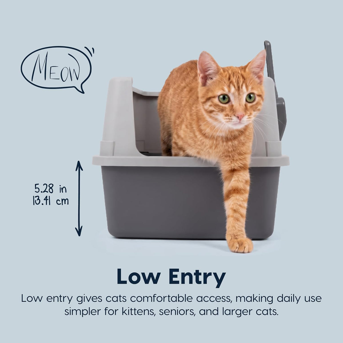 IRIS USA High Sided Cat Litter Box, Scatter Shield - Small / Gray - image 3