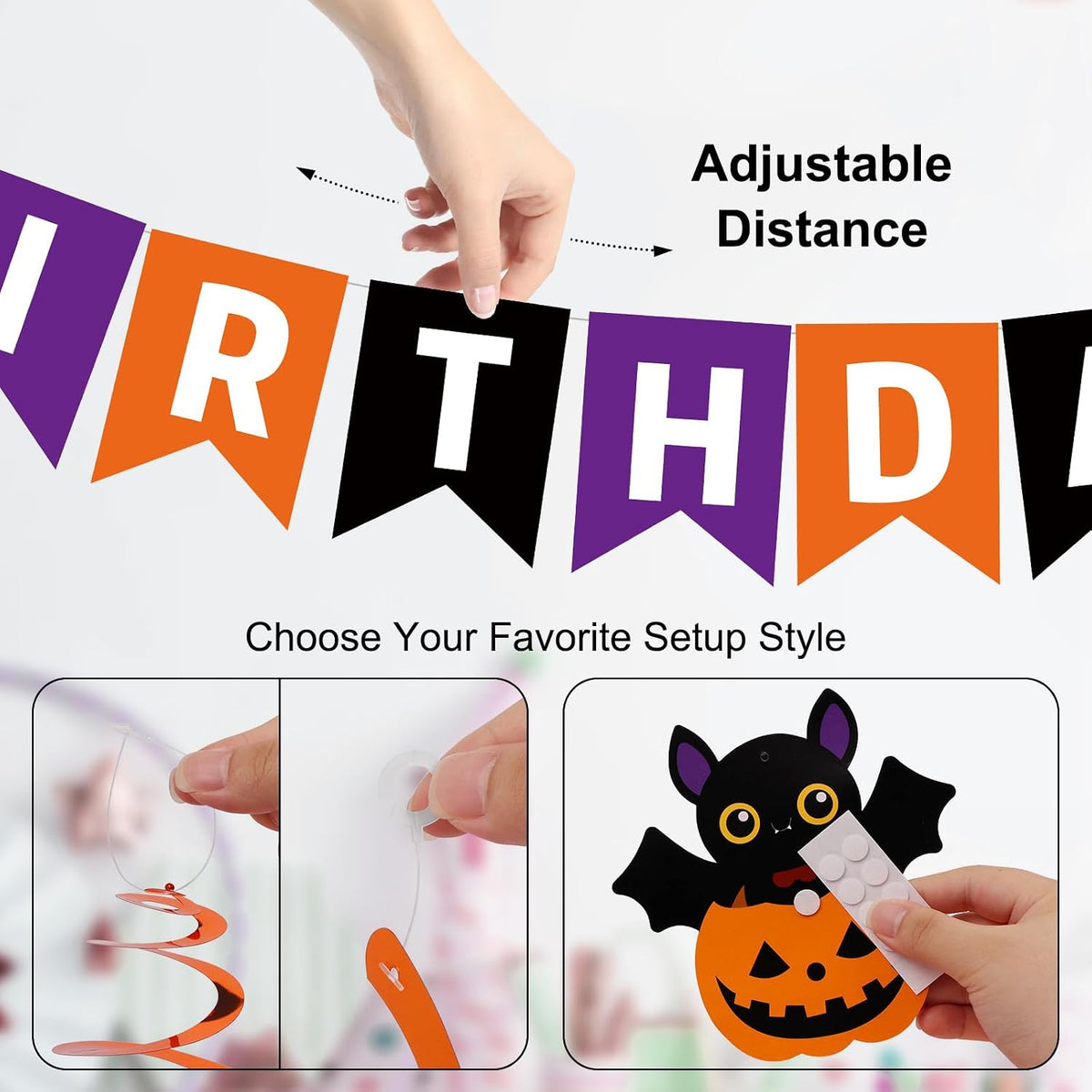 Halloween Birthday Banner - Purple Orange Black / Halloween - image 3