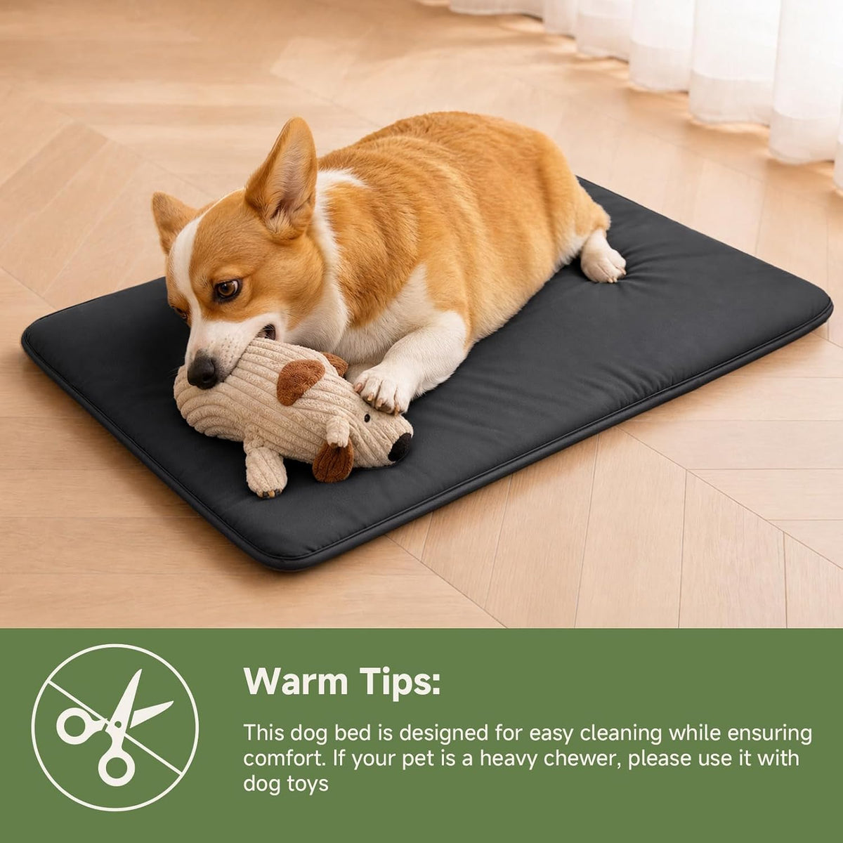 Outdoor XL Dog Crate Pad Bed, Waterproof Wipeable Mat, 41" - Black / 41"L x 27"W x 1.2"Th - image 4