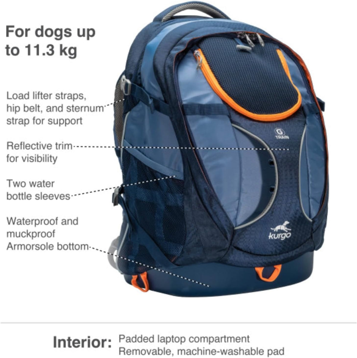 Kurgo G-Train Pet Carrier Backpack - Ink Blue - image 2