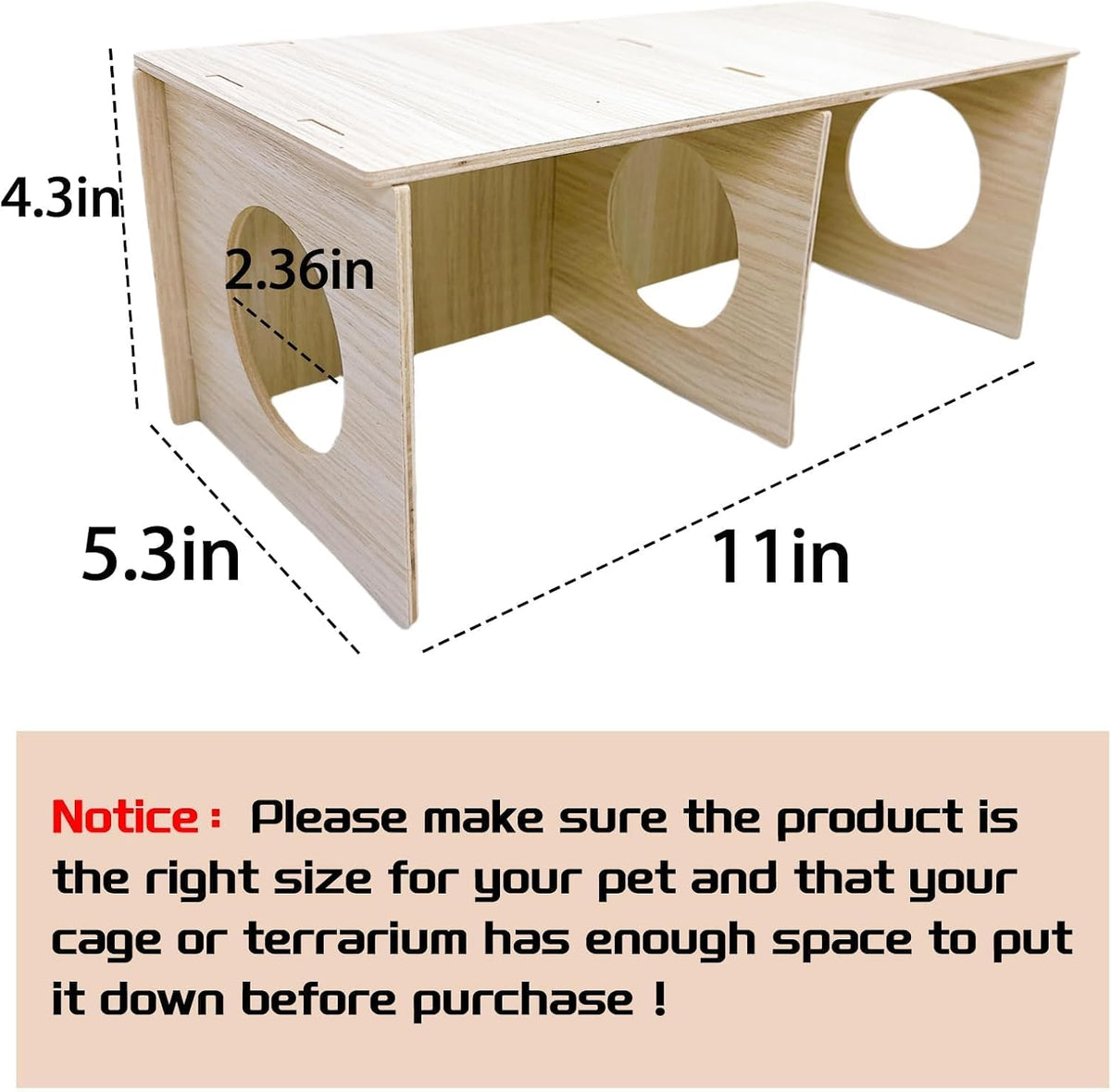 Wooden Hamsters 2-Chamber Hideout-Tunnel Multi Chamber Exploring Toy - L - image 2