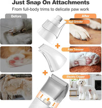 Afloia 6-in-1 Dog Grooming Kit, Pet Grooming Vacuum for Shedding, Dog Hair Vacuum with Clipper Nail Trimmer Grinder, Pet Brush Groomer at Home, Low Noise Cats Hair Remover, 1.5L Dust Cup, White