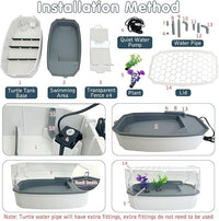 Hamiledyi Acrylic Turtle Aquarium Kit with Lid, Water Pump, Basking Platform, Bottom Drainage, Multi-Function Area Habitat for Turtles, Crabs, Crayfish, Tortoises