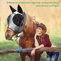 Horse Fly Mask with Ears, Comfortable Fit Stretch Fabric with UV Protection Soft on Skin Breathability for Small/Medium Size Horses (Gray)