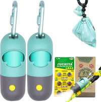 Dog Poop Bags Holder with LED Flashlight - Crystal Blue / 1 Count (Pack of 2)