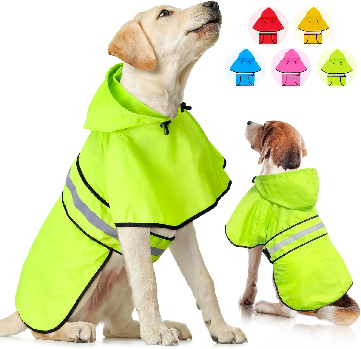 Weesiber reflective waterproof dog raincoat with adjustable neck and belly straps