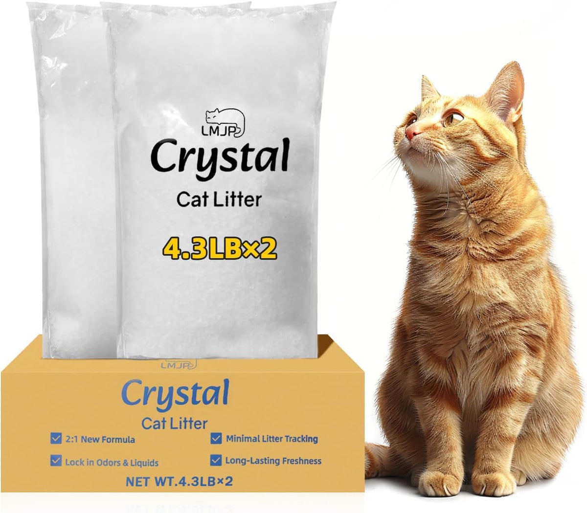 Crystal Cat Litter for Long-Lasting Odor Control, Non-Clumping - 8.6 lb / Low Tracking