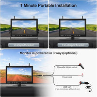 Fookoo HD 10" Magnetic Wireless Backup Camera,10" IPS Split Screen Monitor, Rechargeable 2 Side View 1 Rear View Cameras,Low Consumption 1-Min Install No Drilling Recording for Trailer Truck DCX103