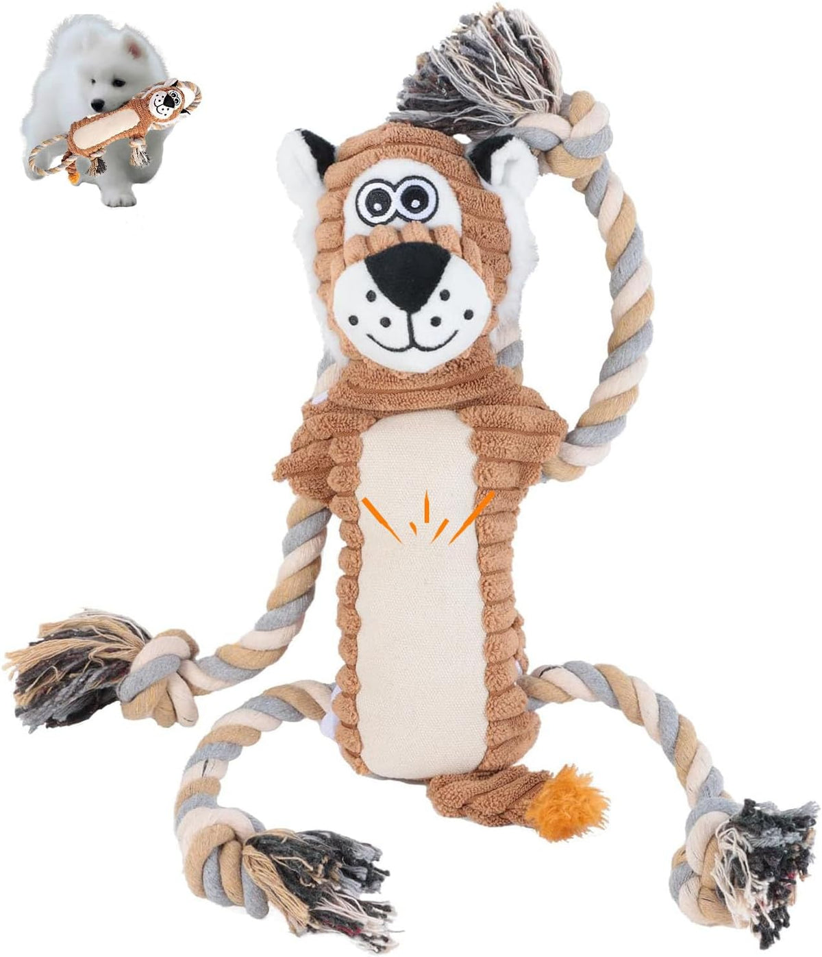 Squeaky Monkey Dog Toy for Large Dogs – Essentials for Dogs - Lion Shape