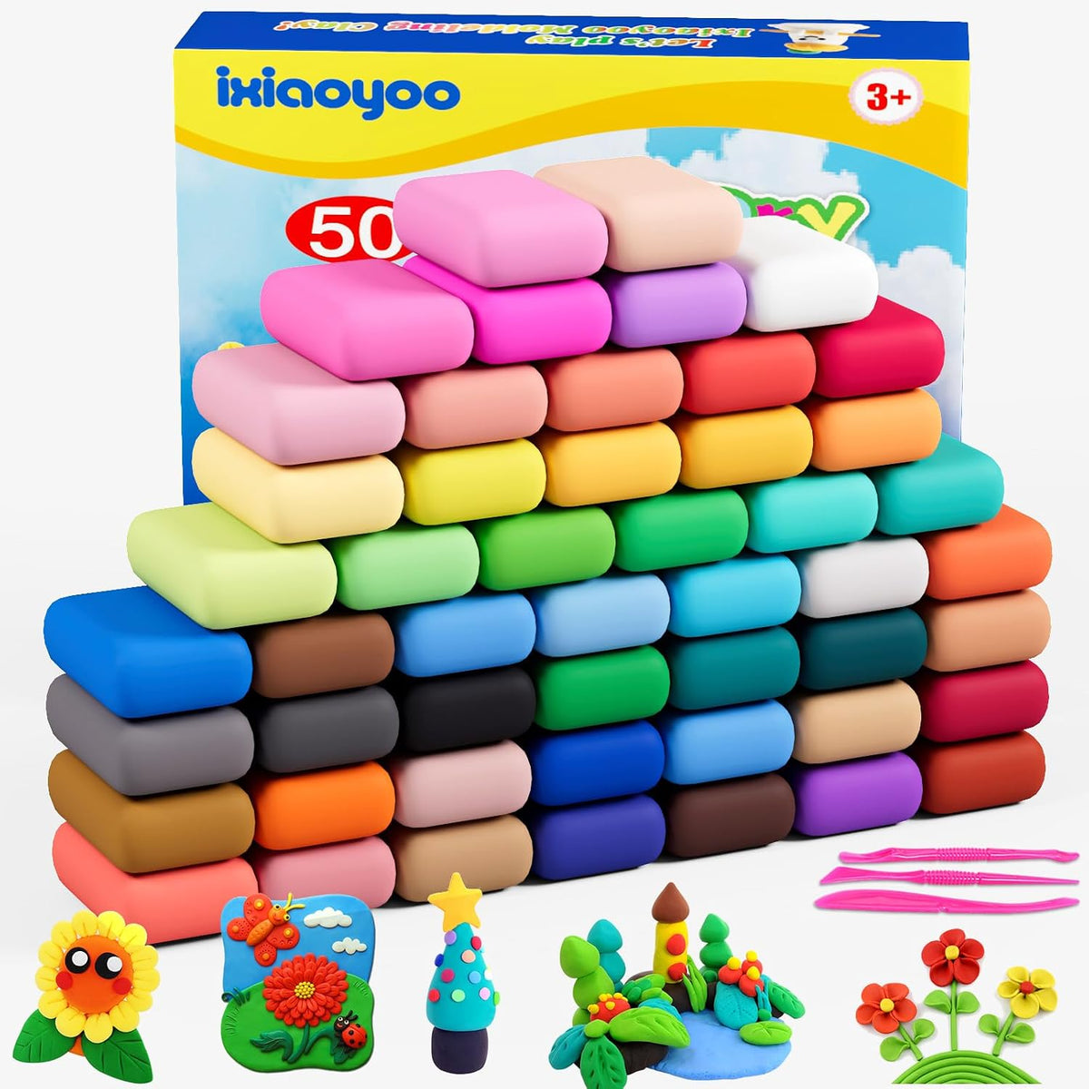 Ixiaoyoo Air Dry Clay, 30 Colors Foam Modeling Clay for School Projects – Fun for Kids & Family - 50 Colors