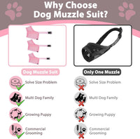 Mesh Dog Muzzle Suits for Small Medium Large Dogs Dog Muzzle Set – Essentials for Dogs - Pink / Small 3 PCS(XXS-S) - image 4