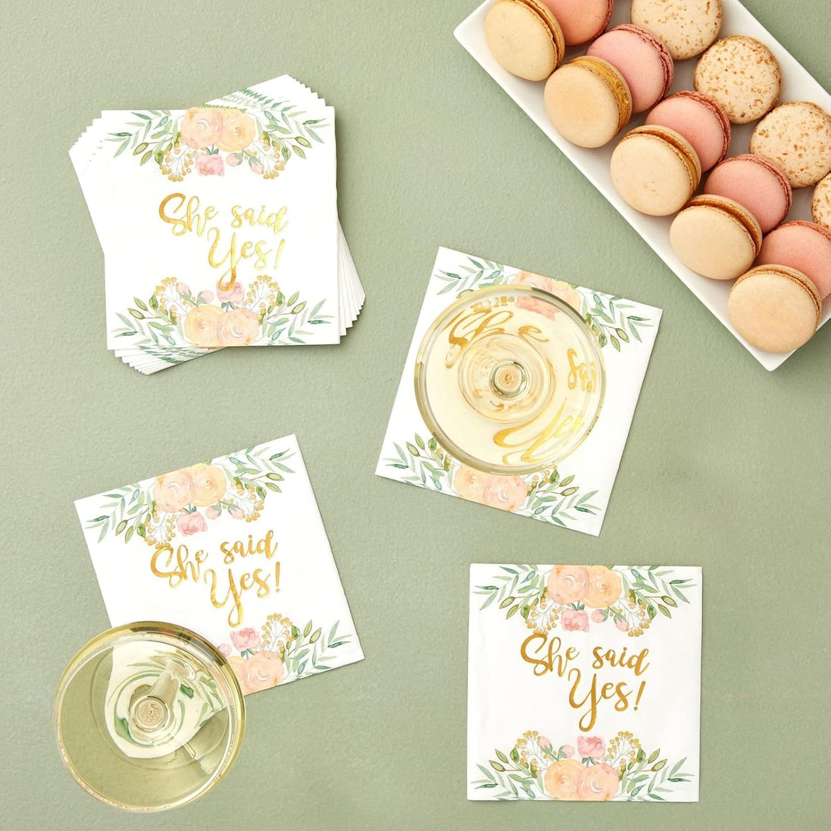 Sparkle and Bash It's a Boy Napkins, Blue & Gold Foil, 3-Ply - She Said Yes / 5 x 5 Inches - image 2