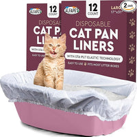 Alfapet Cat Litter box liner Disposable, Elastic Liners- 24-count-For Medium and Large, Size Litter Pans- With Sta-Put Technology for Firm, Easy Fit- Quick + Clever Waste Cleaners