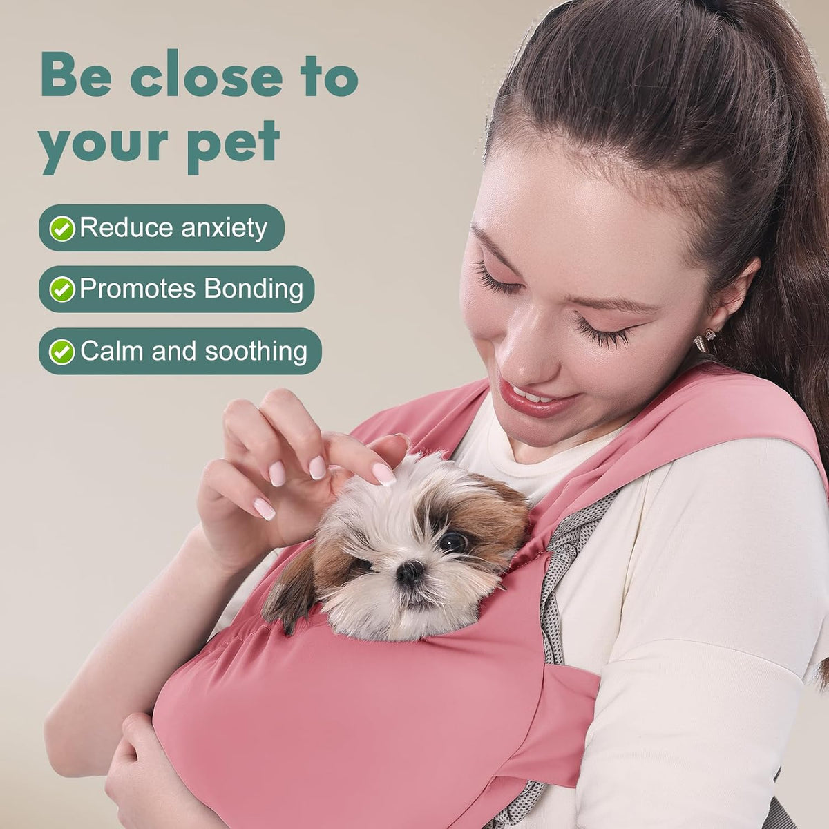 Supet Dog Sling Carrier for Small Pet - Pink / Regular - image 4