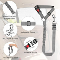 2 Pack Dog Seat Belt for Car, Headrest Restraint Safety Leads – Essentials for Dogs - Grey / Elastic - image 3