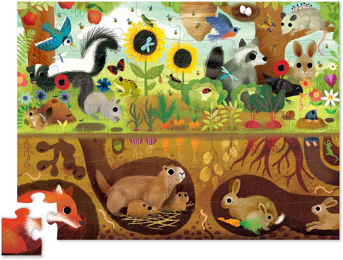 Crocodile Creek Above and Below 60 piece floor puzzle for kids with backyard insects and animals - view 2