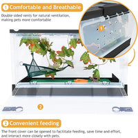 Travel Portable Foldable Terrarium Kits for Reptiles -Heat-Resistant Material, Easy to Move with Wheels, Includes Plant, Feeding Bowl, and Carpet for Snakes, Lizards, Tortoises, and Leopard
