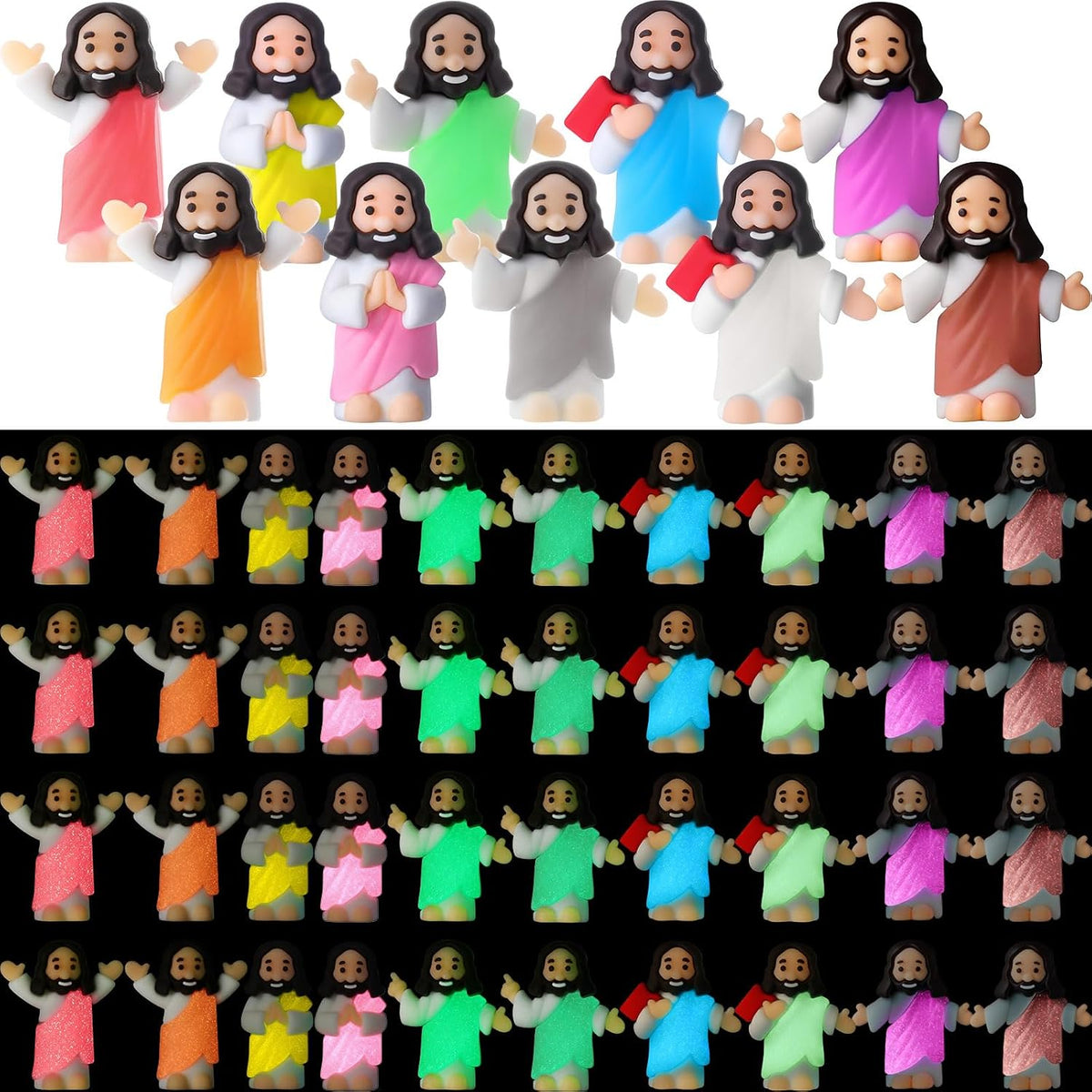 CroBlissful 50 little Jesus figurines that glow in the dark, five colors - view 4