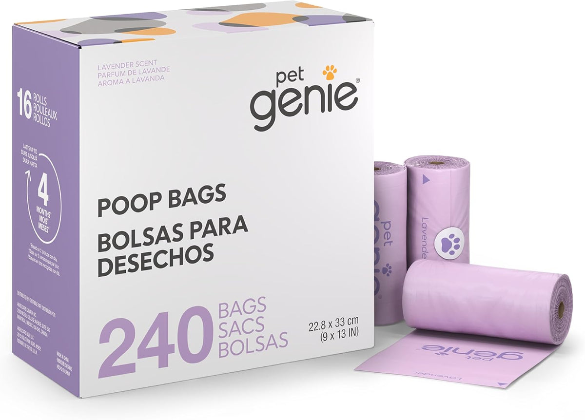 Pet Genie, Dog Poop Bags Rolls Scented - 15 Count (Pack of 16)