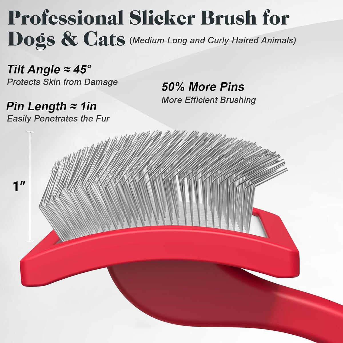 2PCS Slicker Brush for Dogs & Pet Comb - Red / Large - image 3