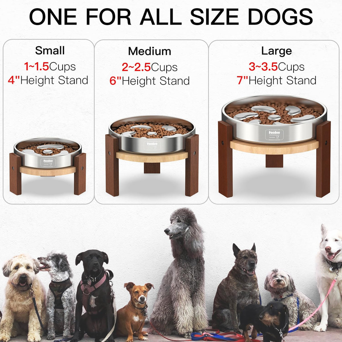 Feedoo Elevated Dog Bowl Stand - 4" Height 1-Cup Slow Feeder - image 3