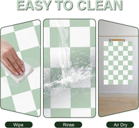 Cat Food Mat, 12"x 20" Cat Dog Mats for Food and Water Bowl - 17"L x 28"W / Green & White - image 2